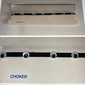 Googly eye choker necklace new black